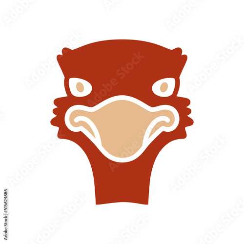 Ostrich glyph icon. Animal head vector