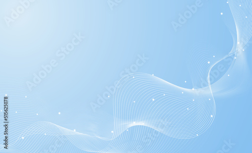 Abstract wavy calm background with small lights. Blue and white colors were used. Vector illustration. Can be used for flyer, poster, website, wallpaper, background, postcard and other design