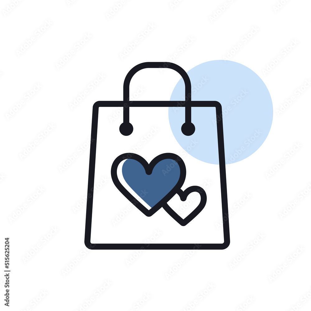 Gist bag with heart vector isolated icon Gist bag with heart vector isolated icon