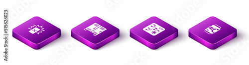 Set Isometric Red card football, Locker or changing room, Championship tournament bracket and Beer can icon. Vector
