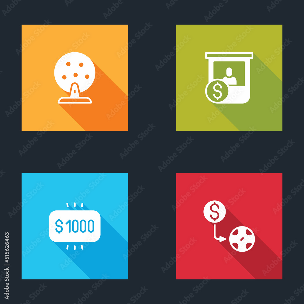 Set Lottery machine, Casino chips exchange, Money prize casino and icon. Vector Set Lottery machine, Casino chips exchange, Money prize casino and icon. Vector