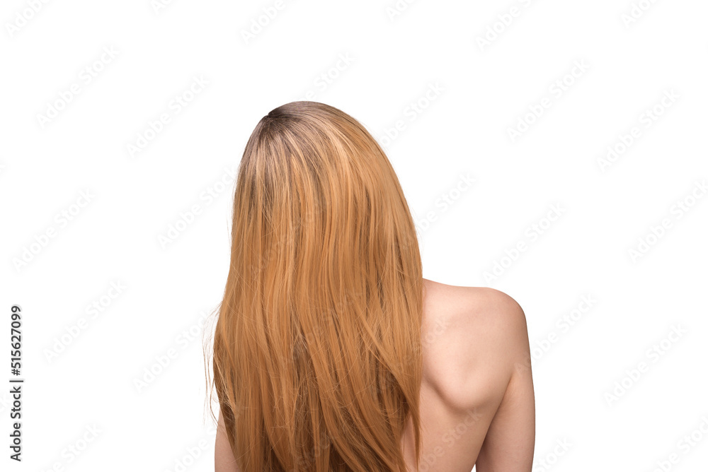 Woman backside, beautiful woman with ombre hair isolated on a white. Woman backside, beautiful woman with ombre hair isolated on a white.