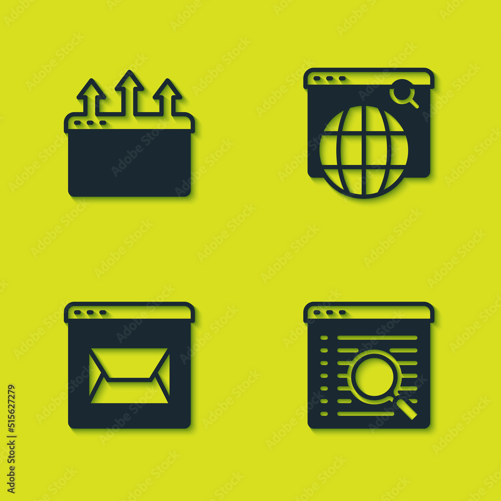 Set Browser window, Search engine, Website and mail and icon. Vector Set Browser window, Search engine, Website and mail and icon. Vector