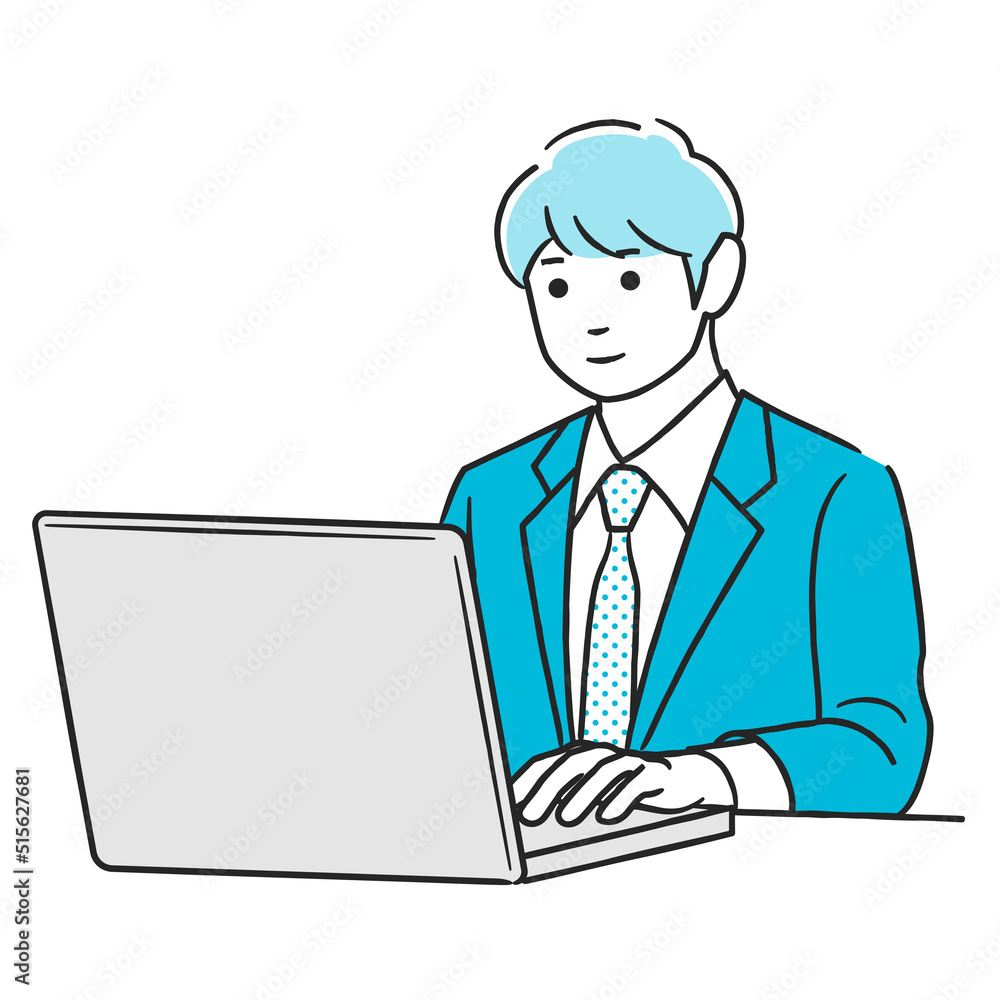 パソコン作業をする男性 パソコン作業をする男性