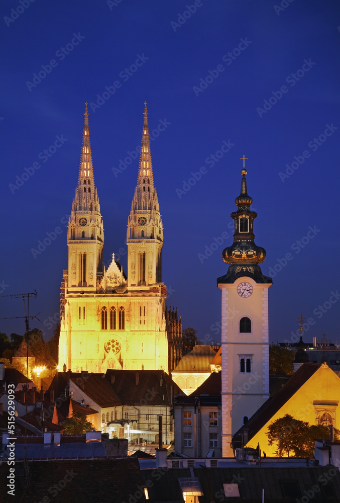 Cathedral of St. Stephen and church of St, Mary in Zagreb. Croatia