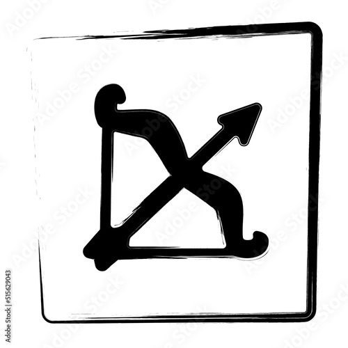 zodiac sagittarius icon. brush frame. vector illustration.