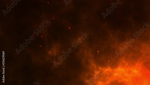 Fire particle ember with hot cloud smoke motion graphic background