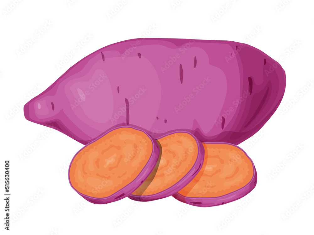 Purple sweet potato. Okinawa yam sweet potato. Healthy food concept.