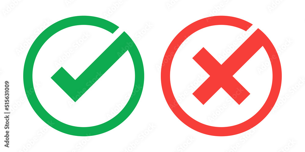 green tick and red cross mark green tick and red cross mark