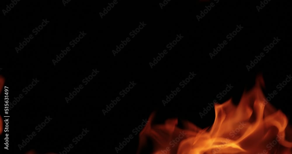 Flames of fire on black background in slow motion Flames of fire on black background in slow motion