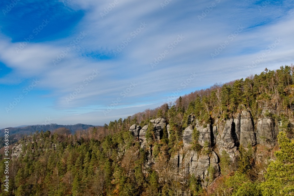 Fototapeta premium mountain range view from top of the forest in the mountains beautiful landscape. nature, travel background