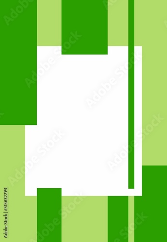 Vector rectangular bright frame with green vertical stripes. Background in shades of green. Poster for festival, party. Dynamic background with space for text.
