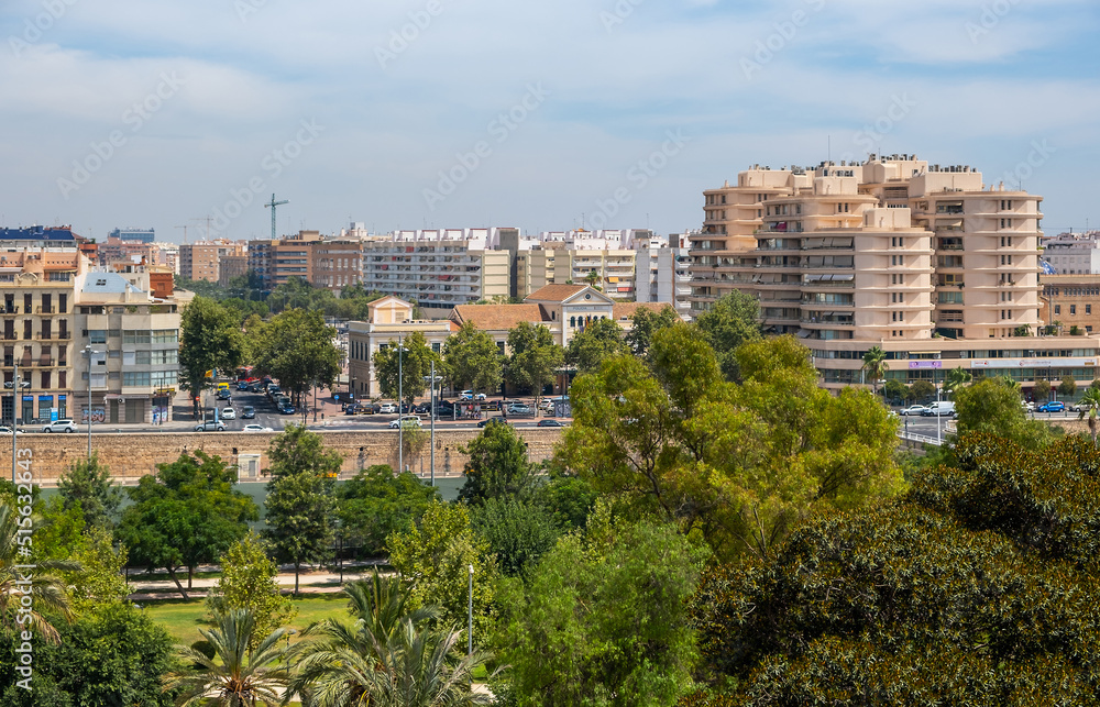 Panoramic view of old town of Valencia