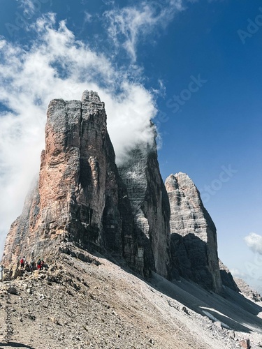 Panoramic view on the Tre Cime in Dolomites mountains