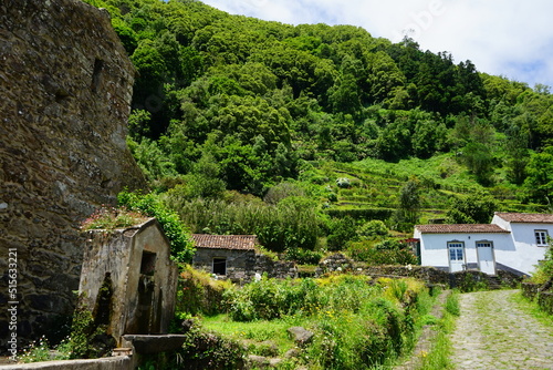 Abandoned building in Trilho do Sanguinho trail over Fajal da Terra, Sao Miguel, Azores, Portugal