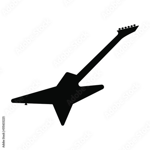 Electric bass guitar icon. Black silhouette of guitar. Music instrument icon isolated. Vector illustration.