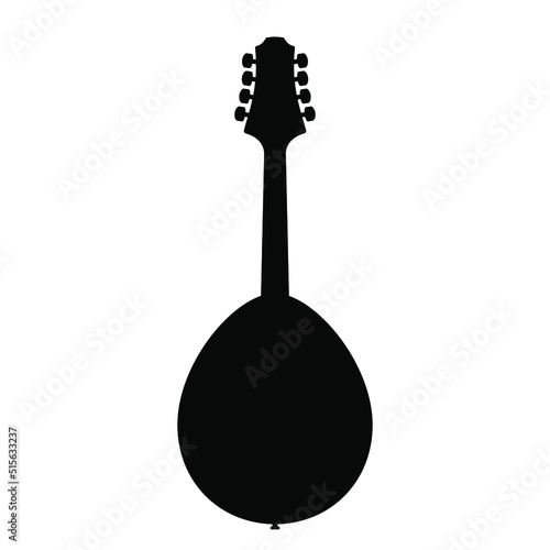 Mandolin icon. Black mandolin symbol isolated. Musical instrument icon. Vector illustration.