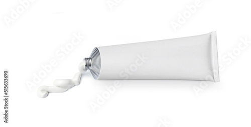 white tube with ointment isolated on a white background photo