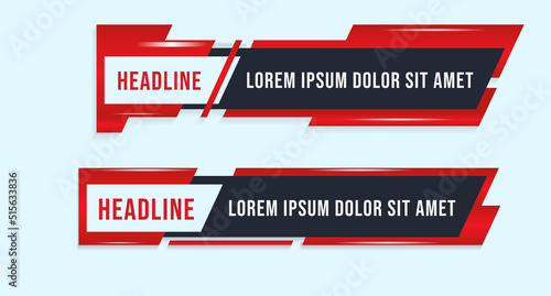 colorful lower thirds set template Header title set template design for Video headline title TV news banner. photo