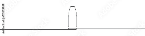 Single continuous line drawing of a bullets. One continuous line drawing of cartridge. Vector illustration. Linear bullet or patron