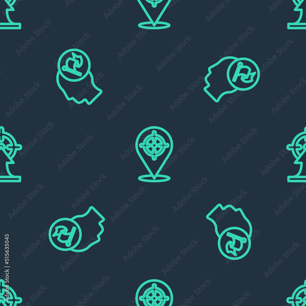 Set line Target, Hand holding flag and on seamless pattern. Vector Set line Target, Hand holding flag and on seamless pattern. Vector