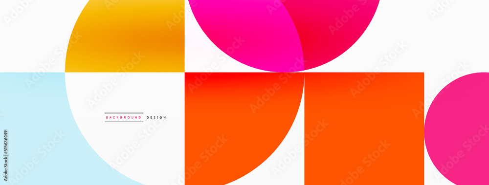 Beautiful abstract background. Circles, triangle shapes, and squares. Minimal geometric template for wallpaper, banner, background or landing
