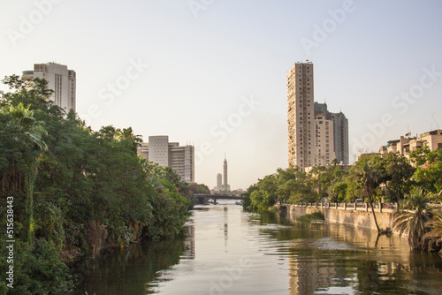 Beautiful view of the Nile embankment in the center of Cairo  Egypt