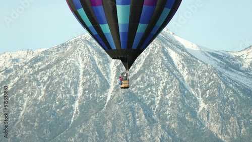 Hot Air Balloons in Carson Valley Nevada with Shallow Depth of Field on a Cold Winter Morning
