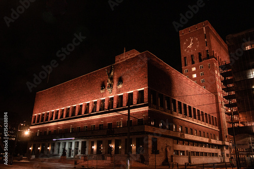 Fotografia Oslo city hall at night