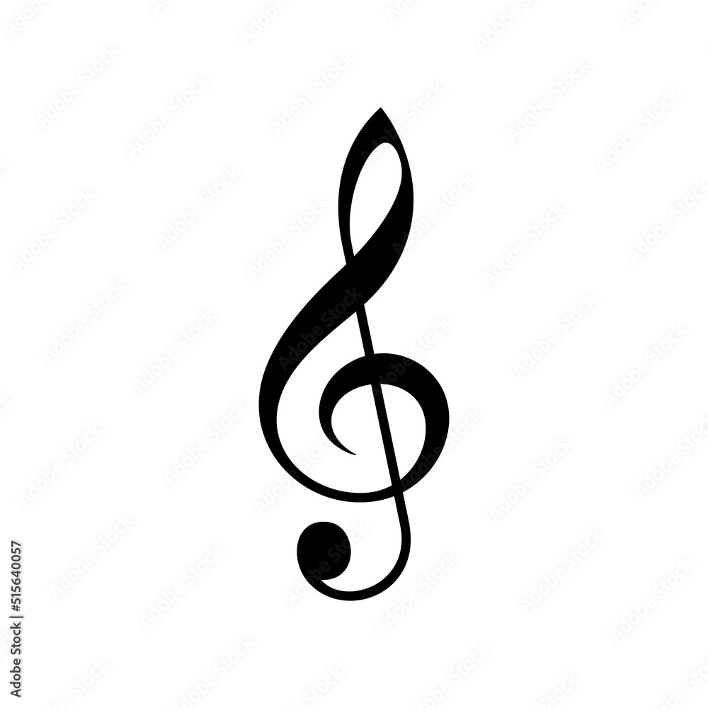 Treble clef icon. Symbol of music and sound. Isolated raster illustration on white background. Treble clef icon. Symbol of music and sound. Isolated raster illustration on white background.