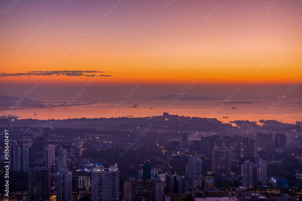 Dawn over Mumbai's eastern coast.
