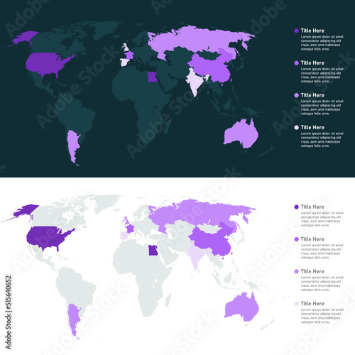 World Map Infographic, Heat Map, Vector Map, Countries Heat Map