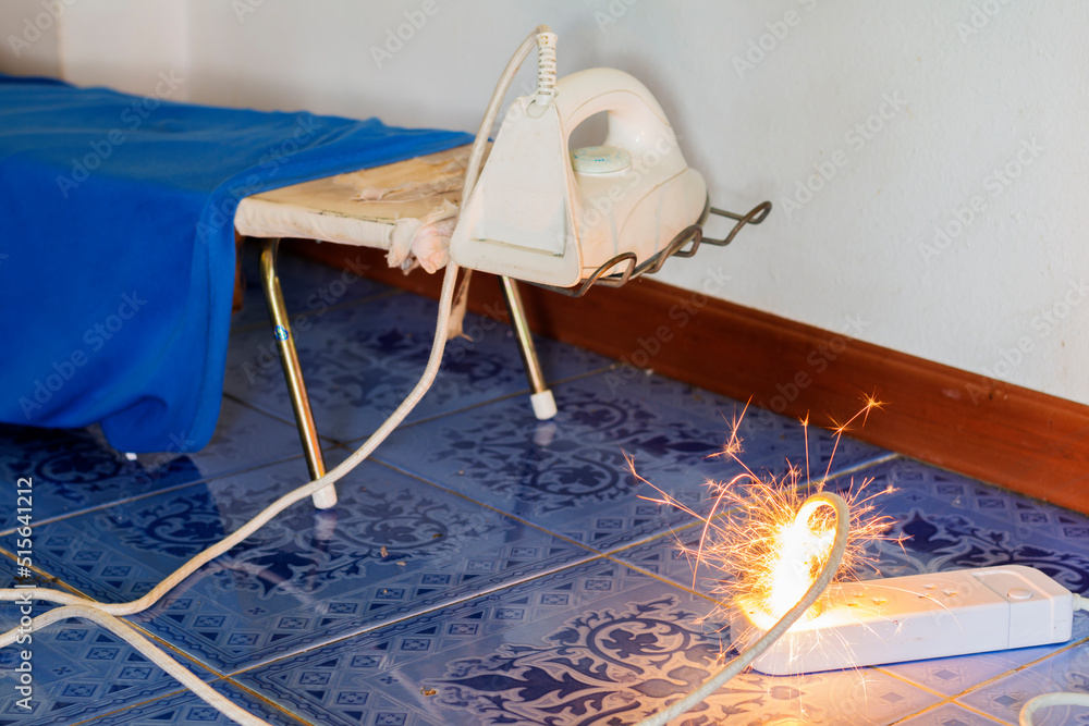 Short circuit causing sparking Caused by substandard electrical