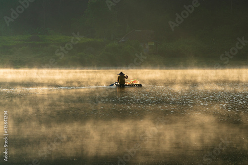 Sunrise time in Situ Patenggang Lake Rancabali Ciwidey West Java Indonesia photo