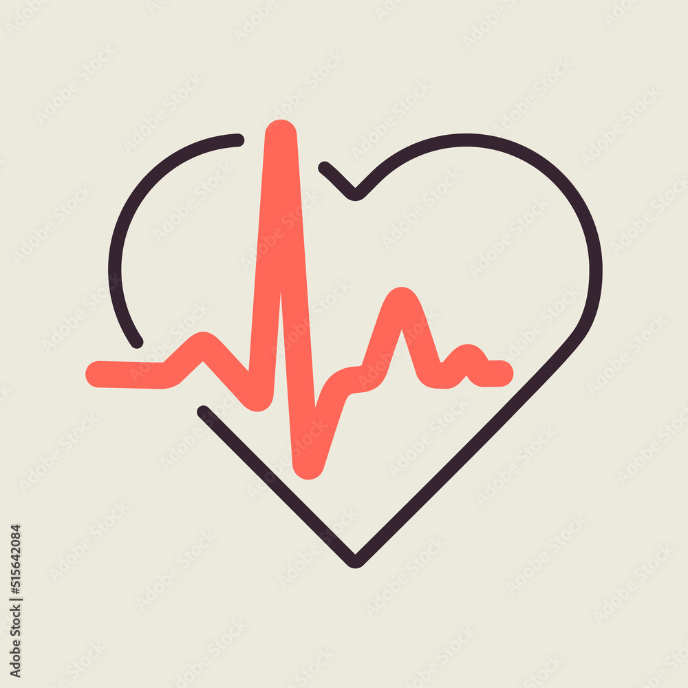 Heart cardiogram, heartbeat vector icon Heart cardiogram, heartbeat vector icon