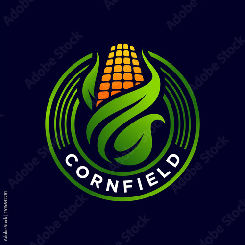 Corn farming logo design vector illustration