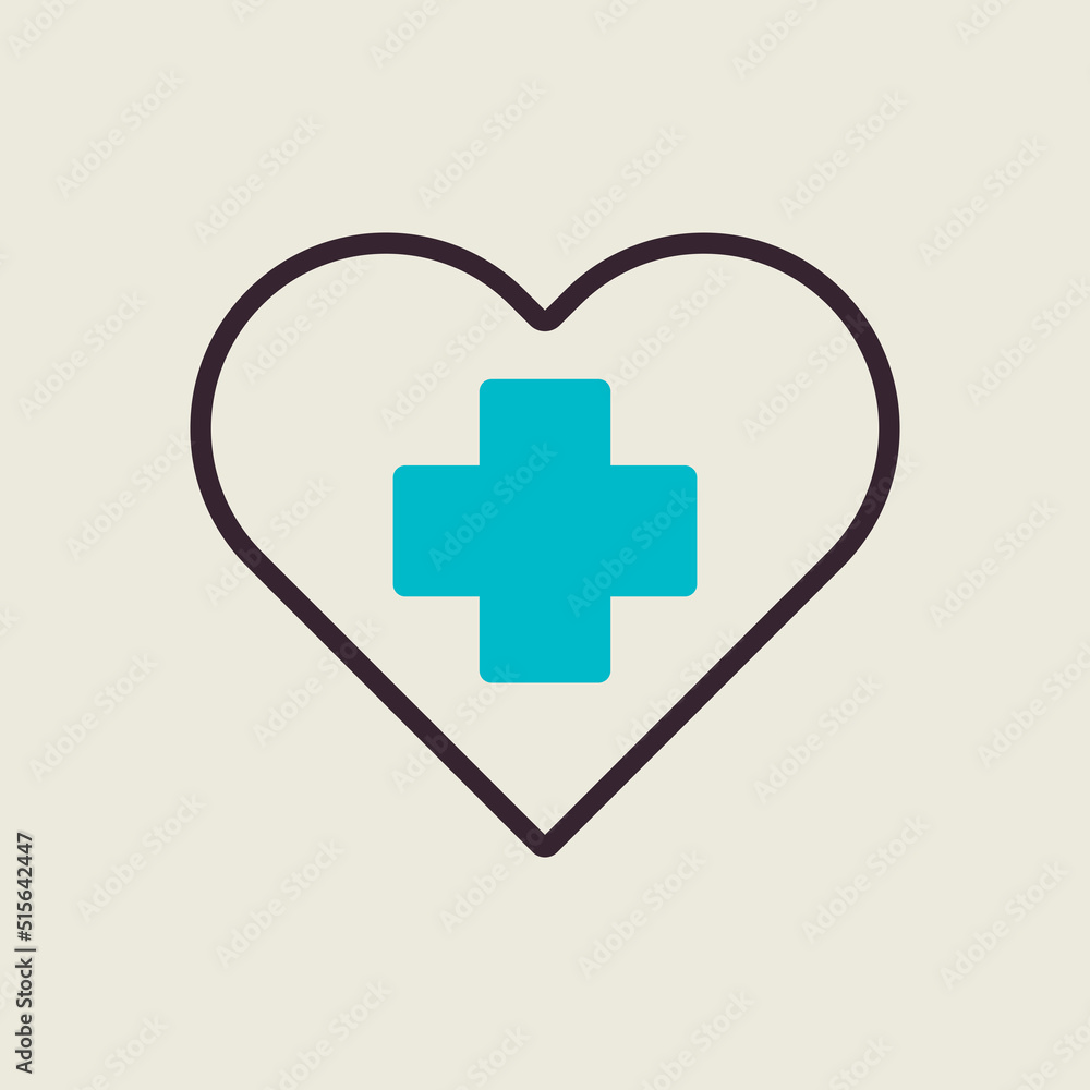 Cross inside heart vector icon. Medical sign Cross inside heart vector icon. Medical sign