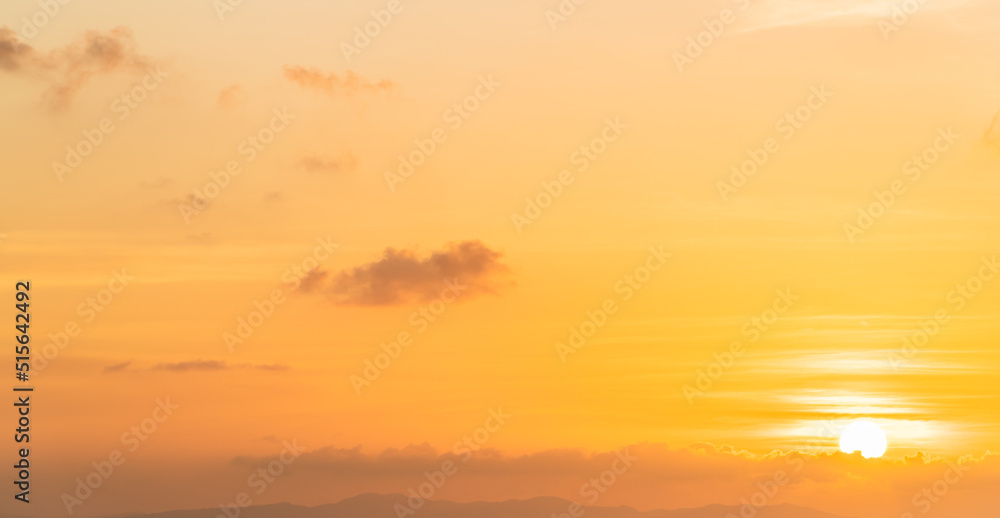 Evening Sky, Colorful sunset sky background in Golden Sky Hour with Romantic Orange, Yellow sunlight clouds Evening Sky, Colorful sunset sky background in Golden Sky Hour with Romantic Orange, Yellow sunlight clouds