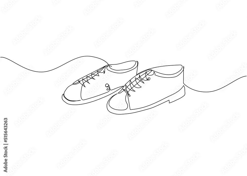 Obraz premium Bowling shoes, footwear one line art. Continuous line drawing of entertainment, sport, hobby, tournament, game, activity, competitive, leisure, professional, play.