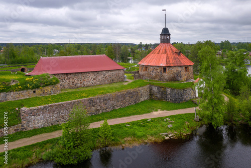 View of Korela fortress on cloudy summer day. Priozersk, Leningrad Oblast, Russia. photo