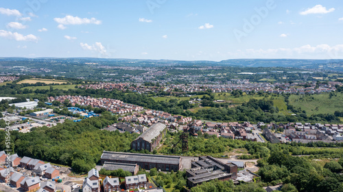 An aerial view of parc penallta a country park built on the site of the old coal colliery in South Wales