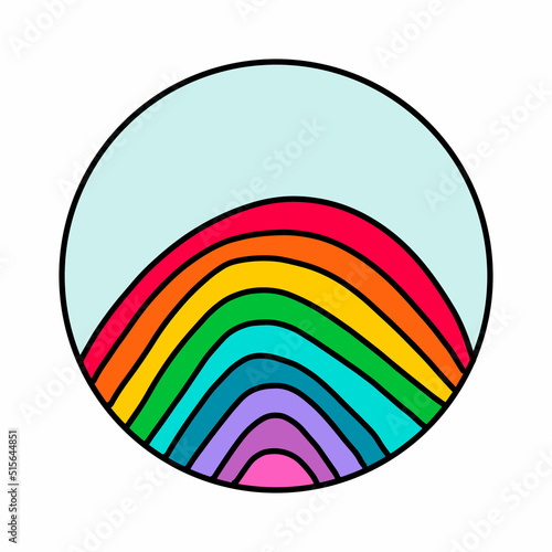 Rainbow logotype homosexual pride hand drawn vector illustration in cartoon doodle style