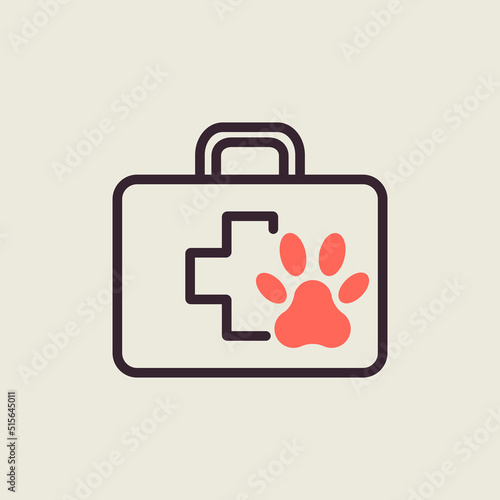 Pet first aid kit vector icon. Clinic box sign