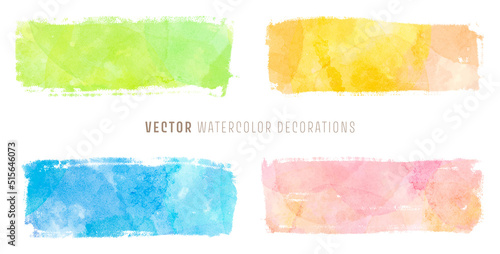 Watercolor decorations; background for title and logo