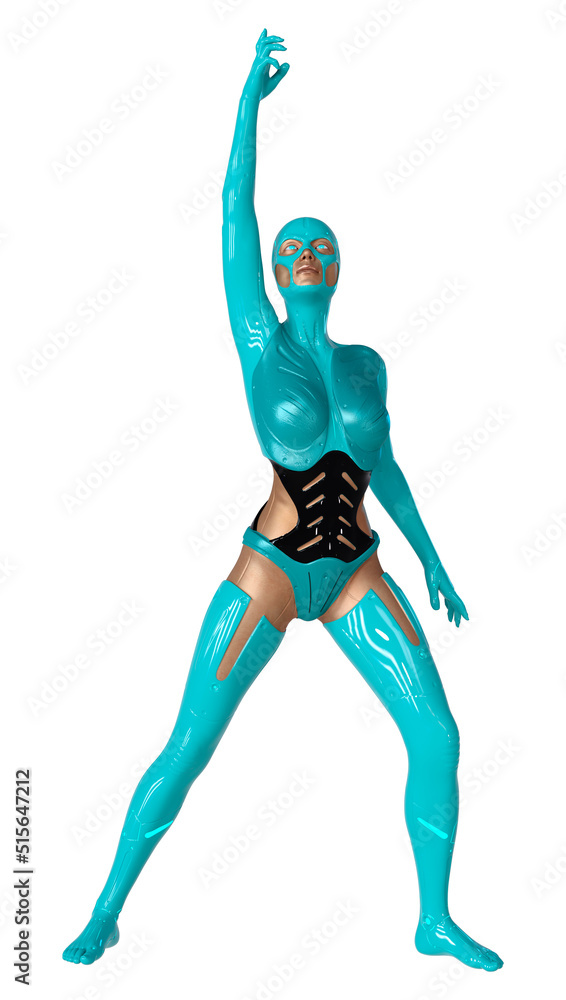 3D Rendering Female Robot on White 3D Rendering Female Robot on White