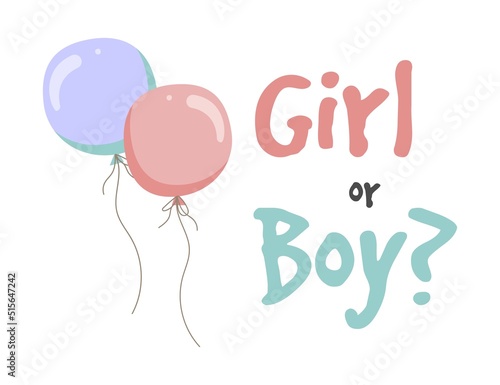 Boy or girl hand drawn modern lettering - Baby shower announcement banner, card - Gender reveal party - Vector illustration isolated