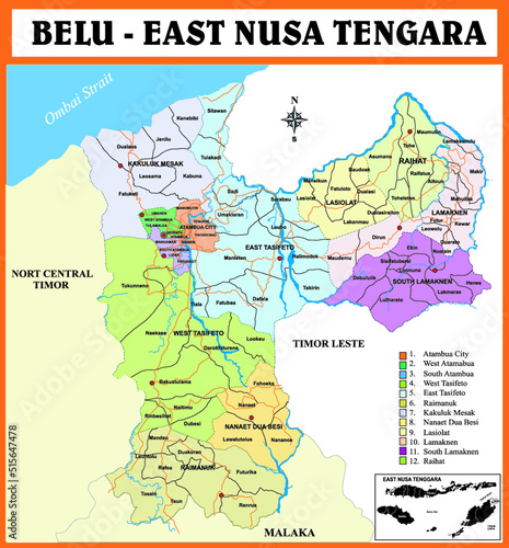 map of Belu - east Nusa Tenggara
