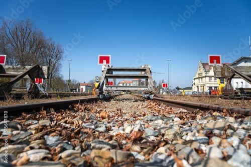 View of a railroad in Lindau in autumn, Germany