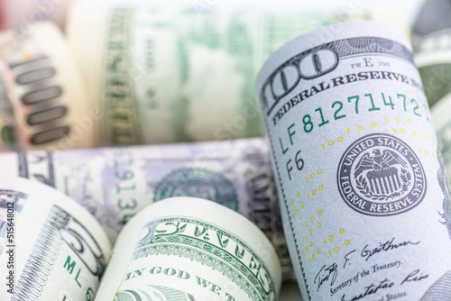 Foto Closeup image : Seal of the Federal Reserve System, currency concept