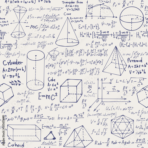 seamless pattern with handwritten text mathematical formulas